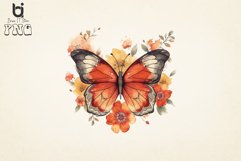 Retro Floral Butterfly Watercolor Png sublimation Bundle Product Image 6