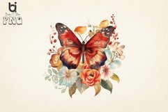 Retro Floral Butterfly Watercolor Png sublimation Bundle Product Image 7