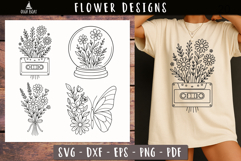 Retro Floral Line Art SVG Vintage print