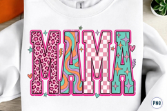 Retro Floral Mama Checkered Mom PNG Product Image 1