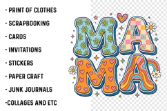 Retro Floral Mama Checkered Mom PNG Product Image 2
