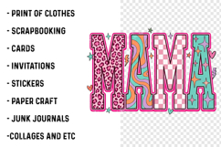 Retro Floral Mama Checkered Mom PNG Product Image 2