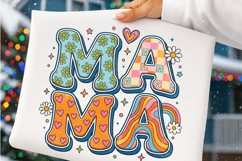 Retro Floral Mama Checkered Mom PNG Product Image 3