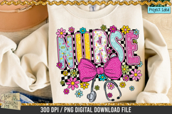 Retro Floral Nurse is a professional design that is available at 300dpi PNG to use for Sublimation, iron-on transfer, DTG Printing and normal printing.