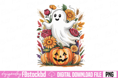 Retro Floral pumpkin Png Product Image 1
