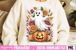 Retro Floral pumpkin Png Product Image 3