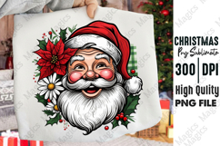 Retro Floral Santa Png Product Image 1