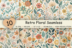 Flowers Premium Digital Papers :  Retro Floral Seamless Pattern Bundle, Scandinavian Flower Digital Paper, Cute Minimal Spring Scrapbook Background  You will receive a total of 10 Flower digital paper backgrounds that can be used for any creative project.