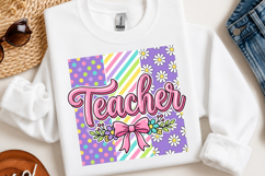 Retro Floral Teacher Bow PNG Design Product Image 2