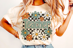 Retro Teacher PNG, Floral Teacher PNG, Teacher Life PNG Product Image 2