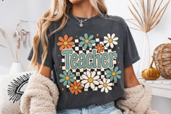 Retro Teacher PNG, Floral Teacher PNG, Teacher Life PNG Product Image 3