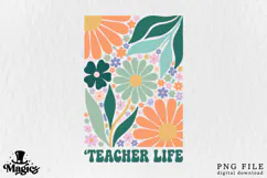 Retro Teacher PNG | Groovy Floral Teacher Sublimation Design Product Image 6