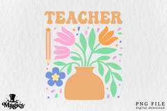 Retro Teacher PNG | Groovy Floral Teacher Sublimation Design Product Image 7