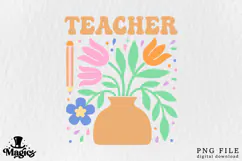 Retro Teacher PNG | Groovy Floral Teacher Sublimation Design Product Image 7