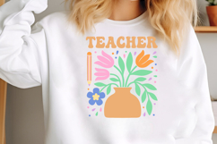 Retro Floral Teacher PNG Product Image 2