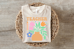 Retro Floral Teacher PNG Product Image 3