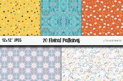 Retro Floral Seamless Patterns | Floral Digital Paper Product Image 2