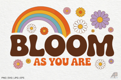 Boho Retro Flowers with Quotes SVG PNG Product Image 1