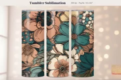 Retro Flower Tumbler Wrap Boho Flower Tumbler Sublimation