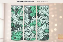 Retro Flower Tumbler Wrap  Green Daisy Tumbler Sublimation