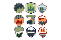retro forest badge set cartoon Product Image 1
