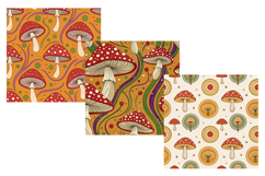 mushroom retro, funk shroom, psychedelic mushroom, 70s pattern, groovy design, vintage vibe, bold mushrooms