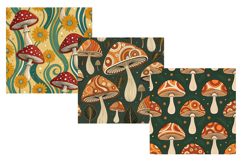mushroom retro, funk shroom, psychedelic mushroom, 70s pattern, groovy design, vintage vibe, bold mushrooms