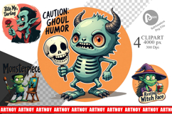Halloween Retro Monster Clipart Product Image 1