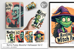 Digital Paper Halloween Retro Monster Product Image 1
