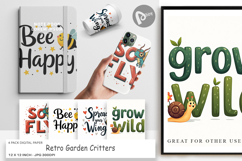 Retro Garden Critters Digital Paper Product Image 1