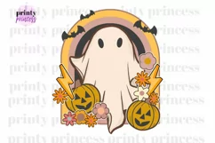 Retro Halloween PNG, Cute Ghost Halloween Sublimation Product Image 7