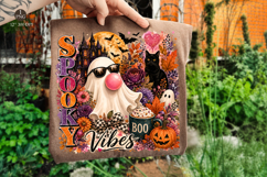 Retro Ghost Blowing Bubble Gum Png, Girly Haunted House PNG Product Image 1