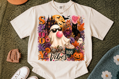 Retro Ghost Blowing Bubble Gum Png, Girly Haunted House PNG Product Image 2