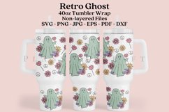 retro ghost 40oz quencher tumbler sublimation full wrap high resolution transparant background