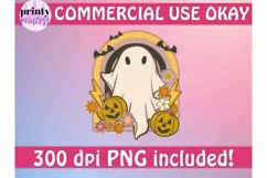 Retro Halloween PNG, Cute Ghost Halloween Sublimation Product Image 6
