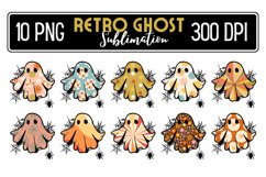 Retro Ghost png bundle, Retro Ghost sublimation, Halloween Product Image 1