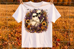 Retro Ghost Skeleton PNG, Sunflower Halloween Coquette Bow Product Image 2