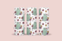 retro ghost skinny tumbler sublimation wrap with high resolution 300 DPI and transparant background perfect for 20oz and 30oz skinny tumbler