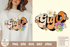 Retro gigi with daisy svg png sublimation, distressed png Product Image 1