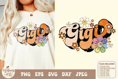 Retro gigi with daisy svg png sublimation, distressed png Product Image 2