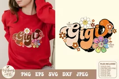 Retro gigi with daisy svg png sublimation, distressed png Product Image 3