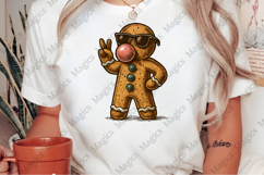 Retro Gingerbread Christmas Blowing Bubble PNG Product Image 2