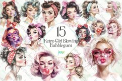 Retro Girl Blowing A Bubblegum Bundle Product Image 1