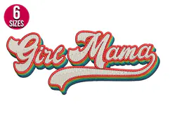 Retro Girl Mama text Machine Embroidery Design - 6 Sizes Product Image 1
