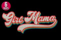 Retro Girl Mama text Machine Embroidery Design - 6 Sizes Product Image 2