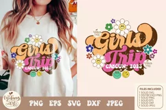 Retro girls trip Cancun 2023 SVG png distressed sublimation Product Image 1