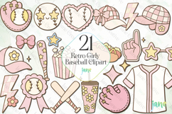 Retro Girly Baseball Clipart Sublimation Product Image 1