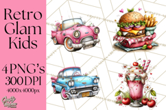 Retro Glam Kids Clipart PNG, Vintage Inspired Mini World Product Image 1