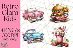 Retro Glam Kids Clipart PNG, Vintage Inspired Mini World Product Image 1