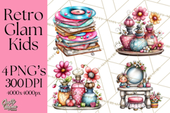 Retro Glam Kids Clipart PNG, Vintage Inspired Mini World Product Image 1